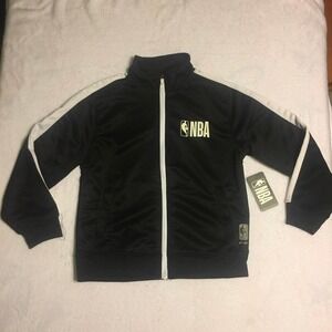 NBA Track Jacket Kids Size M 10/12 Black NWT Full Zip Net-Dry Athletic‎ Striped